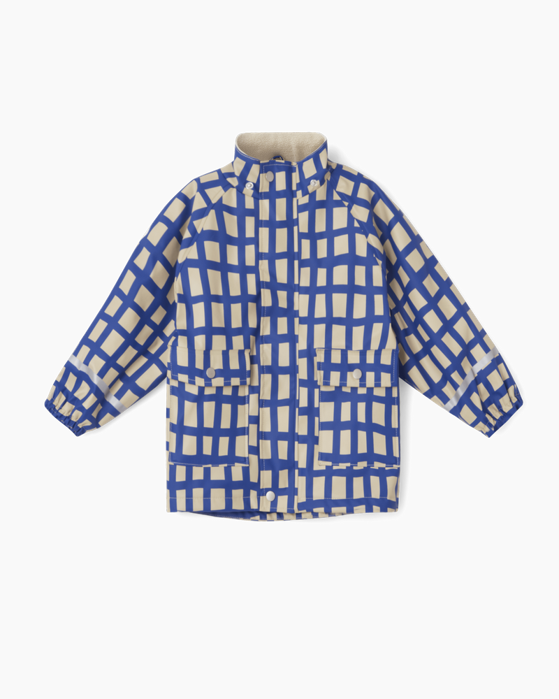 Lined Rain Jacket | Plaid Cobalt