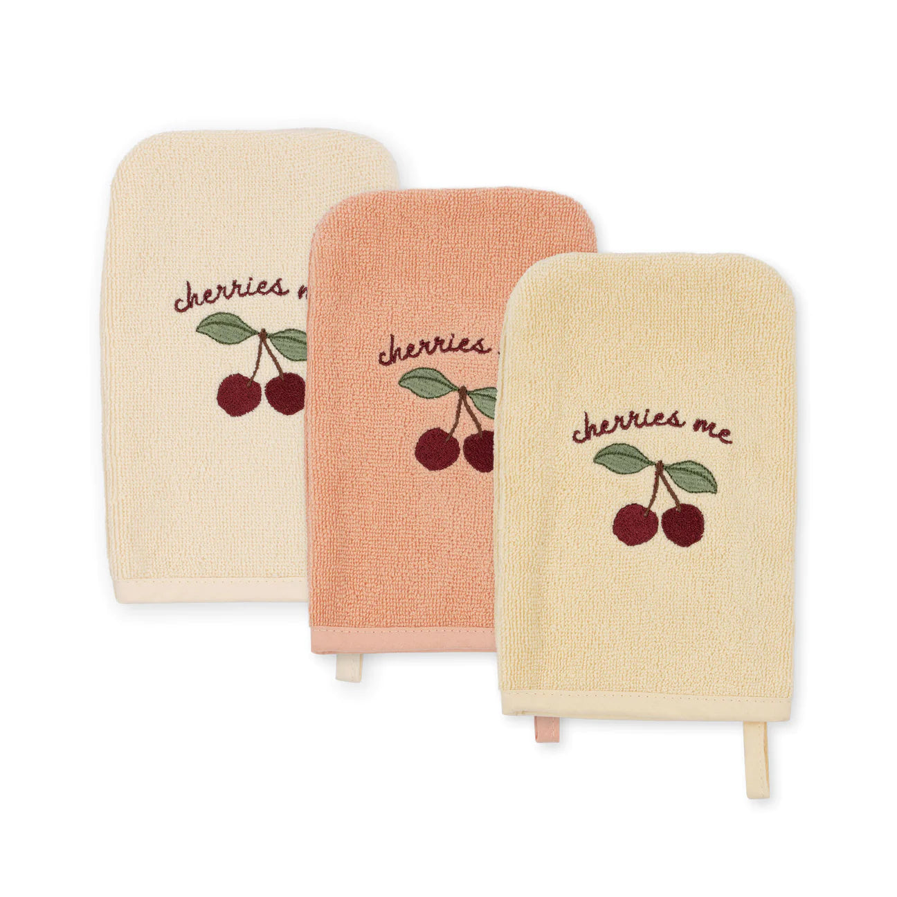 3 pack washcloth embroidery | cherry