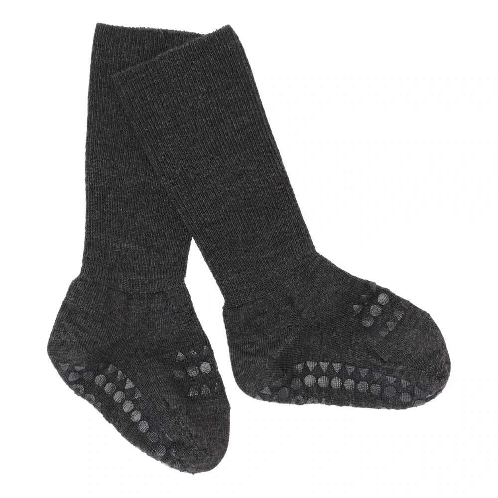 Non-slip Socks Wool Dark Grey Melange