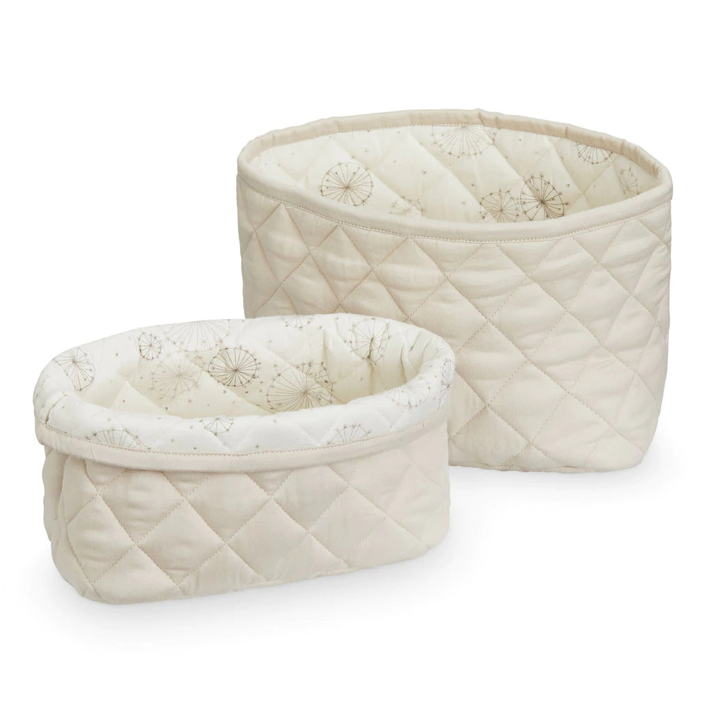 Quilted Storage Basket - Set of Two | OCS Light Sand
