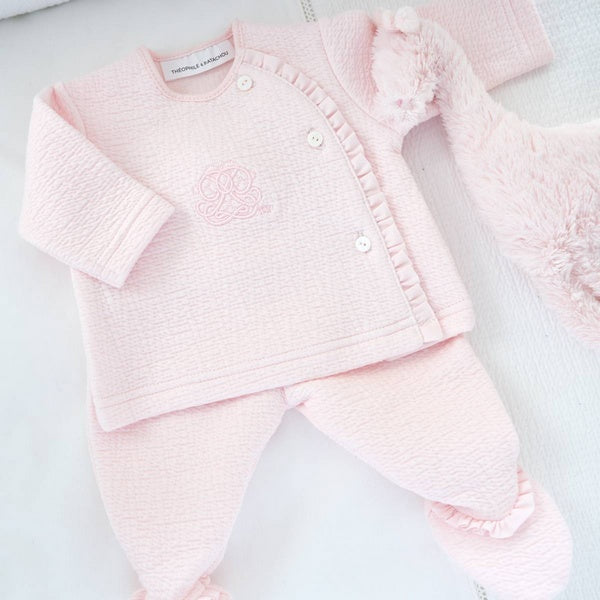 Embroidered  Blouse Jersey and Pants Set | Pink